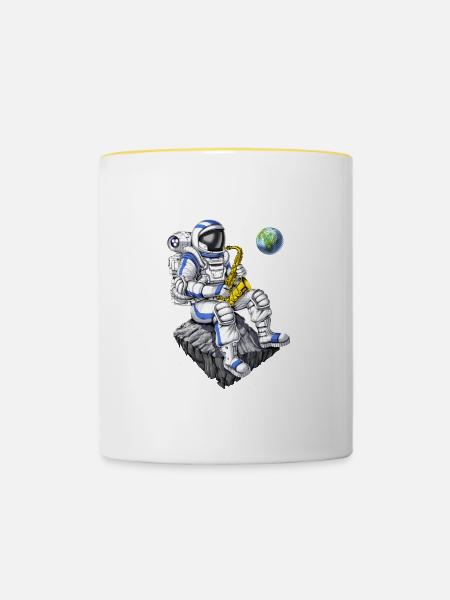 Astronaut Saxophon Spieler - Tasse zweifarbig - Weiß/Gelb