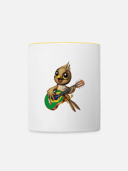 Brasilianischer Vogel - Tasse zweifarbig - Weiß/Gelb