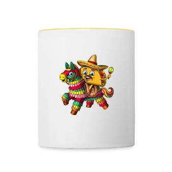 Pinata mexicaine à tacos - Mug contrasté - blanc/jaune - Devant