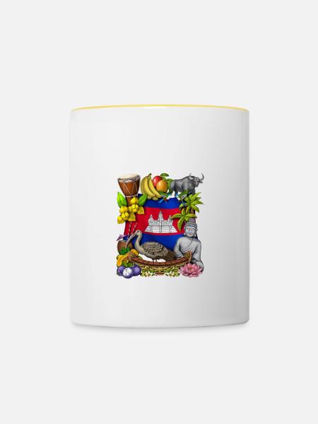 Kambodscha - Tasse zweifarbig - Weiß/Gelb