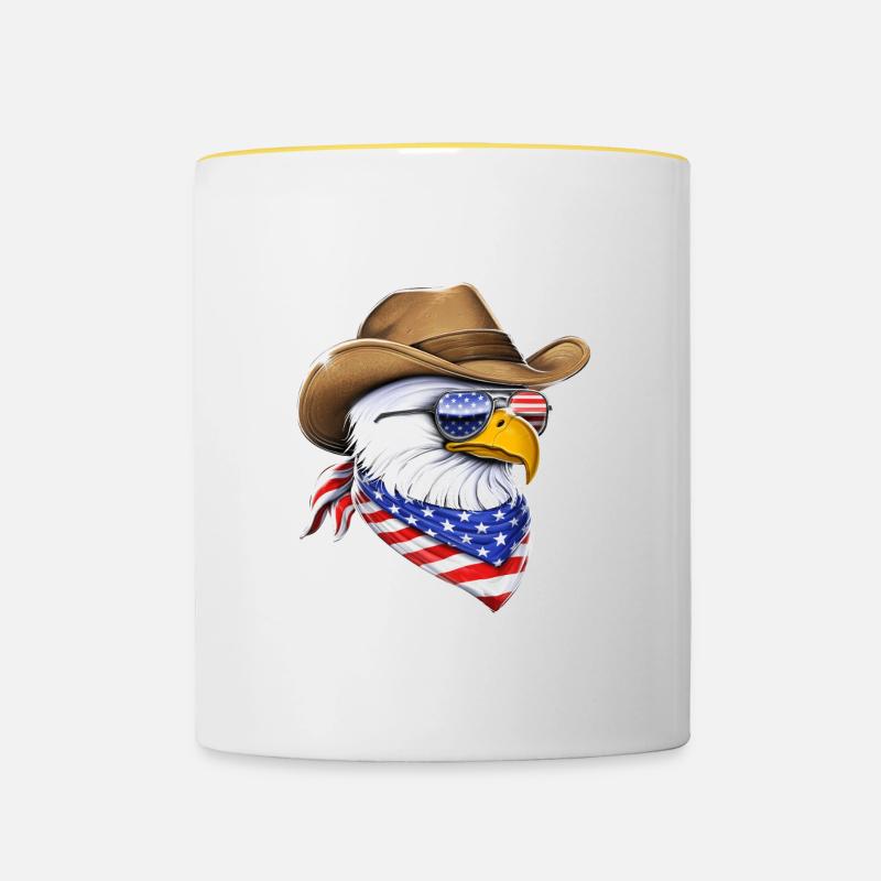 Pygargue à tête blanche américain Cowboy - Mug contrasté - blanc/jaune