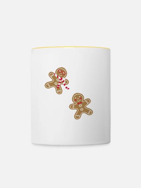 leckerer lustiger Lebkuchenmann - Tasse zweifarbig - Weiß/Gelb