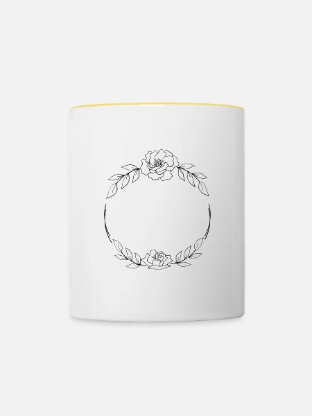 Personalisierbar Lieblicher Kranz - Tasse zweifarbig - Weiß/Gelb