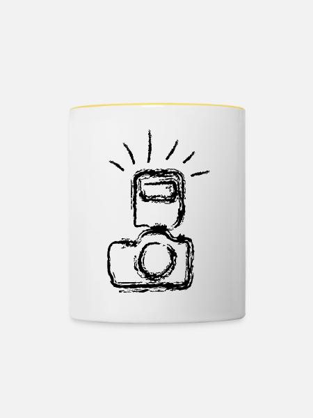 Fotokamera - Tasse zweifarbig - Weiß/Gelb