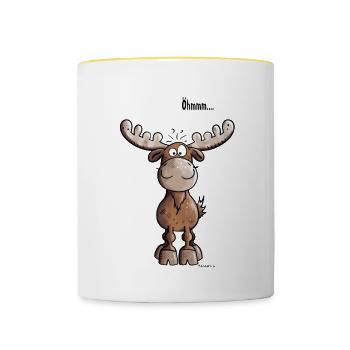 Öhmmm Elch - Tasse zweifarbig - Weiß/Gelb - Vorne