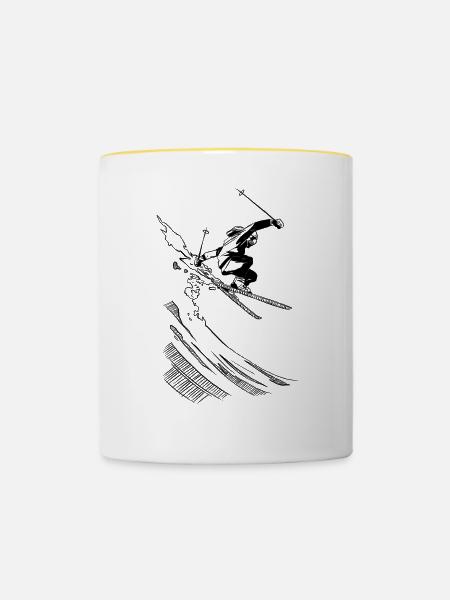 Ski - Tasse zweifarbig - Weiß/Gelb