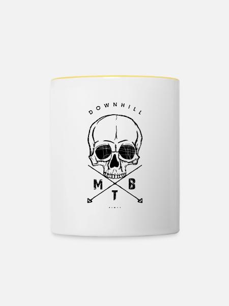 Downhill MTB - Tasse zweifarbig - Weiß/Gelb