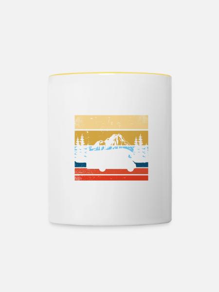 Reise vor dem sterben Wohnwagen Camper Camping - Tasse zweifarbig - Weiß/Gelb