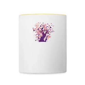 Imagine A Life Without Butterflies - Tasse zweifarbig - Weiß/Gelb - Vorne