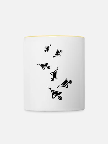 Schubkarre Symbol - Tasse zweifarbig - Weiß/Gelb