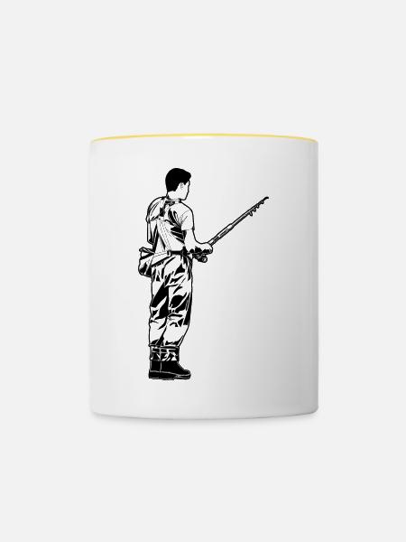 Sportangler - Tasse zweifarbig - Weiß/Gelb