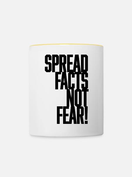 Spread Facts Not Fear - Tasse zweifarbig - Weiß/Gelb