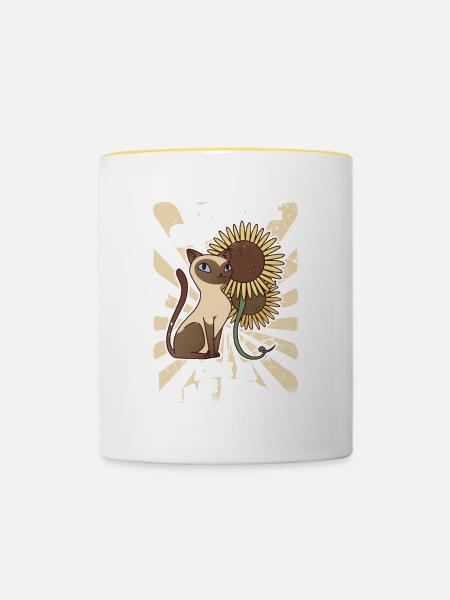 Katzenmama - Tasse zweifarbig - Weiß/Gelb