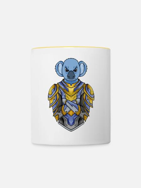 Ritter Koala Kreuzritter - Tasse zweifarbig - Weiß/Gelb