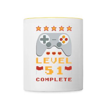 51st Birthday Level 51 Complete - Contrasting Mug - white/yellow - Front