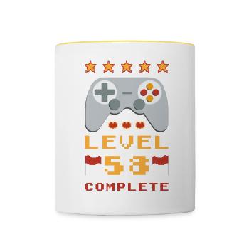 58e anniversaire Niveau 58 Terminé - Mug contrasté - blanc/jaune - Devant