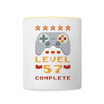 57th Birthday Level 57 Complete - Contrasting Mug - white/yellow - Front