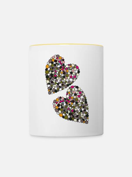 herzen kugeln - Tasse zweifarbig - Weiß/Gelb