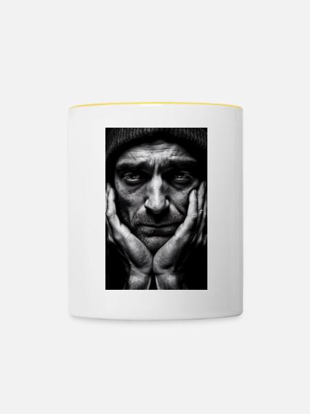 Thinking Guy - Tasse zweifarbig - Weiß/Gelb