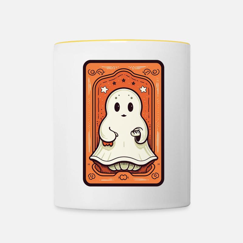Orange Ghost Tarot Card - Contrasting Mug - white/yellow