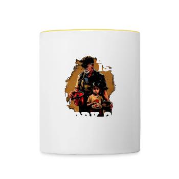 Feeding Kids Is A Work Of Heart 6 - Tasse zweifarbig - Weiß/Gelb - Vorne