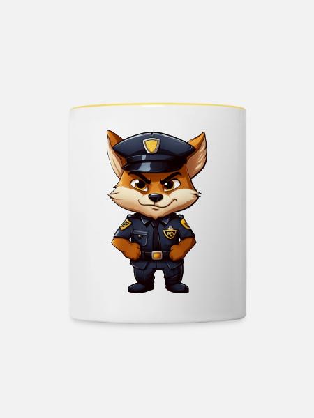 Polizei Fuchs - Tasse zweifarbig - Weiß/Gelb