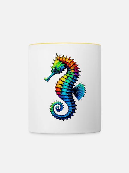 Seepferdchen - Tasse zweifarbig - Weiß/Gelb