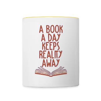 A Book A Day Keeps Reality Away 2 - Contrasting Mug - white/yellow - Front