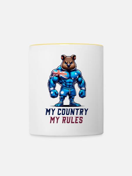 Quokka Australien Held - Tasse zweifarbig - Weiß/Gelb