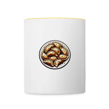 Pierogi Poland Polish Food Pierogies - Contrasting Mug - white/yellow - Front
