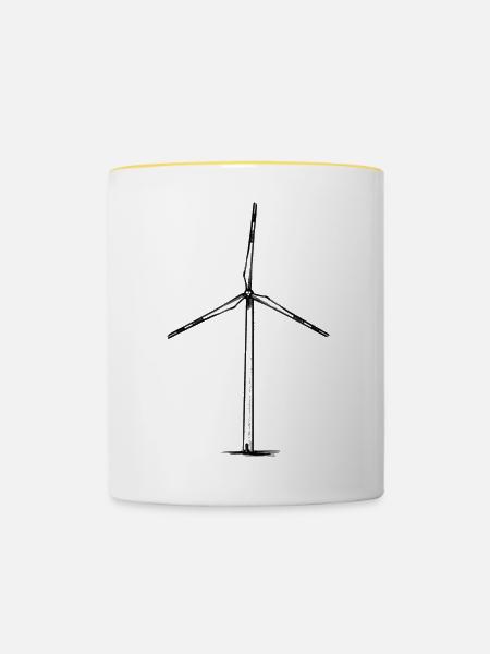 Windrad Illustration - Tasse zweifarbig - Weiß/Gelb