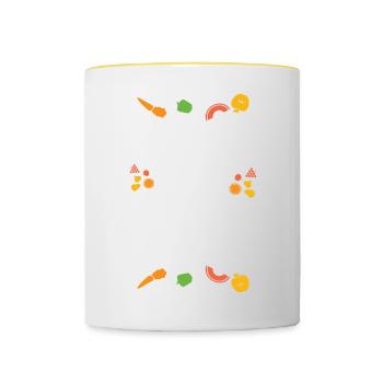 Les aliments sains construisent un bon cerveau 4 - Mug contrasté - blanc/jaune - Devant