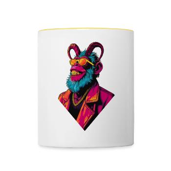 Devil Monkey - Tasse zweifarbig - Weiß/Gelb - Vorne