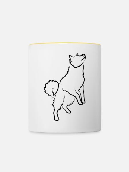 Hund Skizze - Tasse zweifarbig - Weiß/Gelb