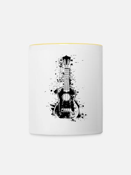 Ukulele Farbklecks - Tasse zweifarbig - Weiß/Gelb