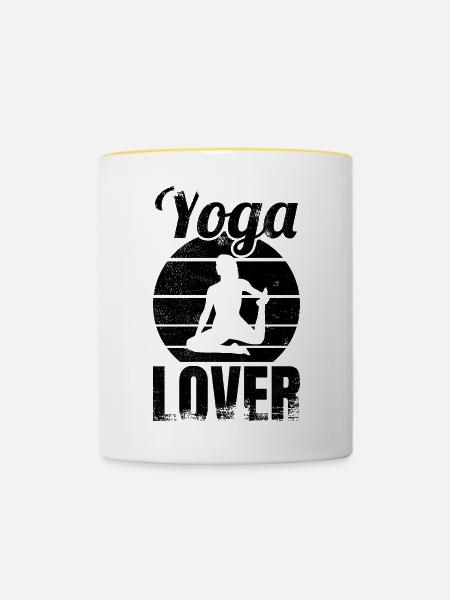 Yoga Lover - Tasse zweifarbig - Weiß/Gelb