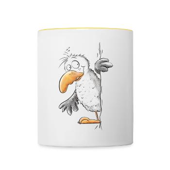 Droll Seagull Animal Motif - Contrasting Mug - white/yellow - Front