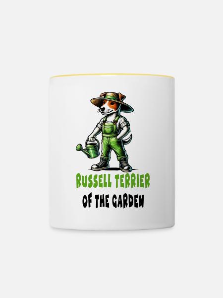 Jack Russell Terrier Gärtner - Tasse zweifarbig - Weiß/Gelb