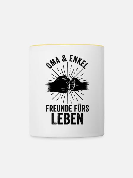 Großmutter Enkel Oma - Tasse zweifarbig - Weiß/Gelb