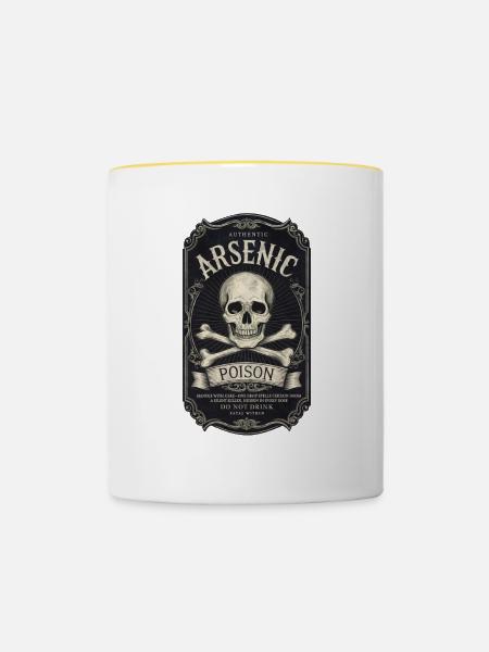 Retro Label Shirt 1 / Giftflasche - Tasse zweifarbig - Weiß/Gelb