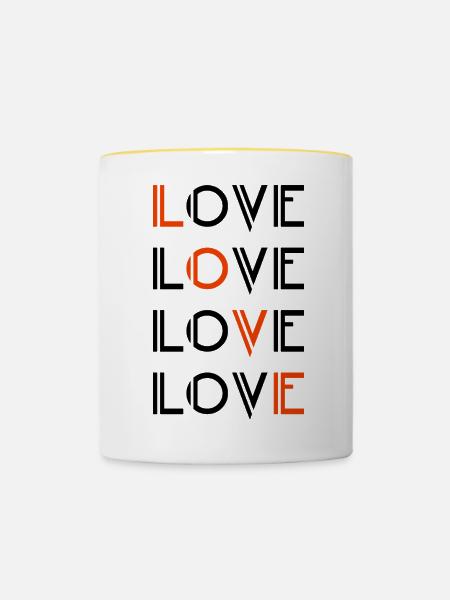 Love / Liebe - Tasse zweifarbig - Weiß/Gelb