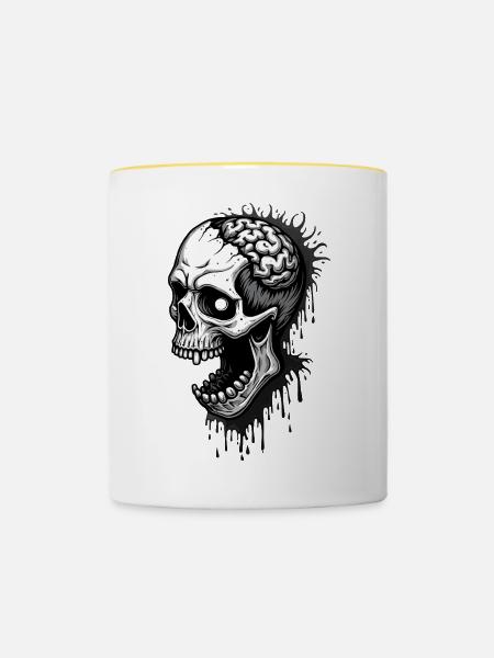 Zombieskull - Tasse zweifarbig - Weiß/Gelb