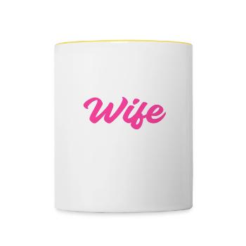 Honeymoon Mrs. Newly married Mrs. Gift - Contrasting Mug - white/yellow - Front