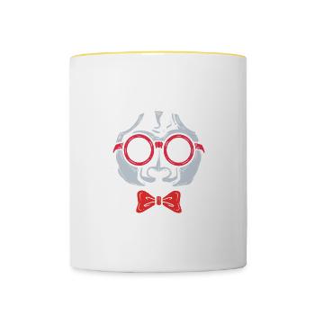 Hipster Panda Stylistin Gift - Tasse zweifarbig - Weiß/Gelb - Vorne