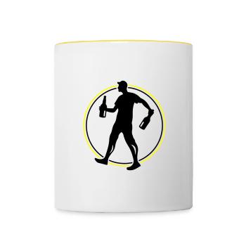 Silhouette Saufen - Tasse zweifarbig - Weiß/Gelb - Vorne