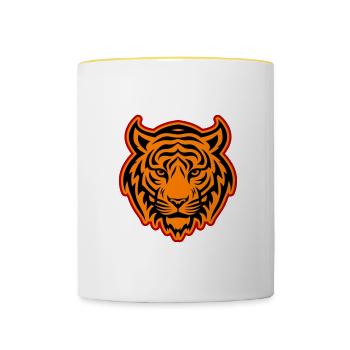 Tiger Head - Contrasting Mug - white/yellow - Front