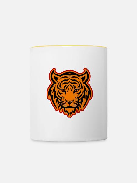 Tiger Kopf - Tasse zweifarbig - Weiß/Gelb