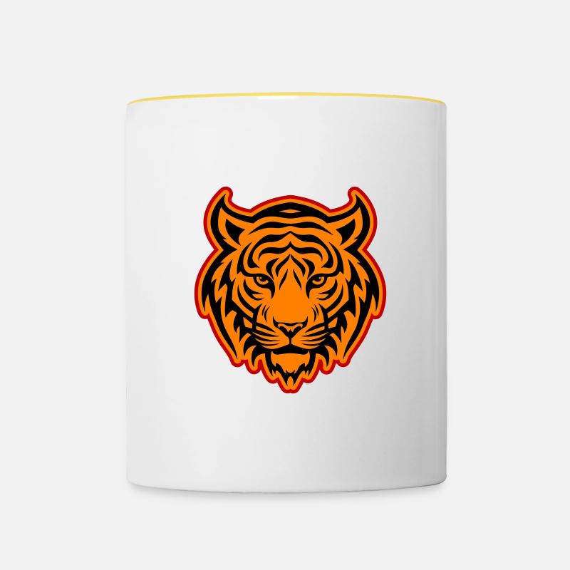 Tiger Head - Contrasting Mug - white/yellow