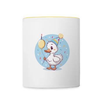Oie Anniversaire Bébé - Mug contrasté - blanc/jaune - Devant