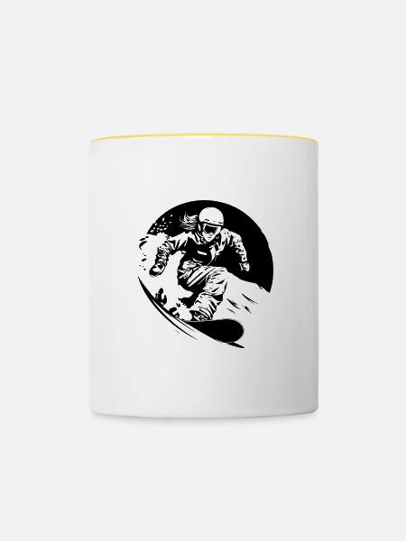 Snowboarder Sport - Tasse zweifarbig - Weiß/Gelb